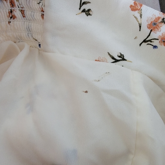 American Eagle Wide Leg Flowy Cream Floral Palazzo Pants Women's Size Medium - Picture 5 of 6